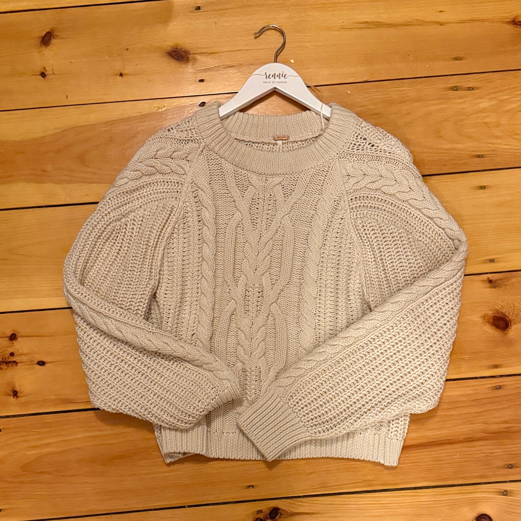 Free People Cream Cable Knit Sweater
